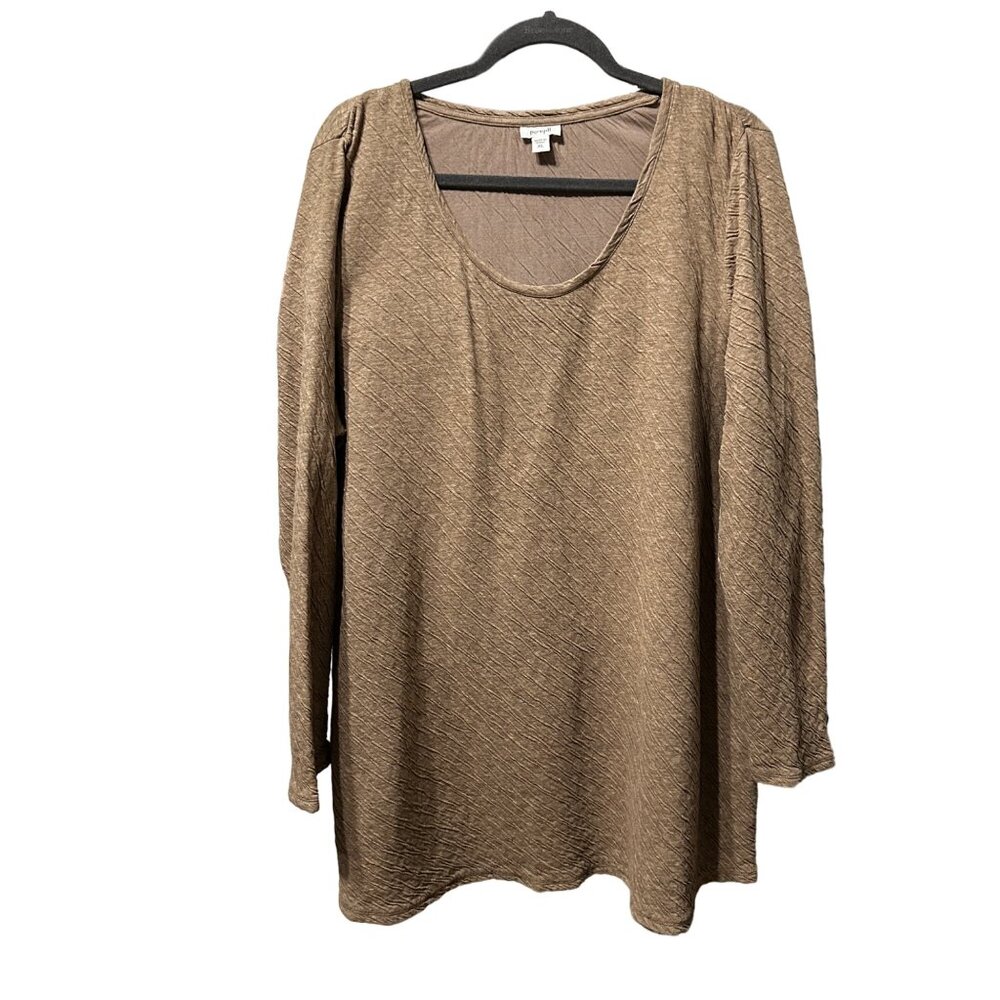J. Jill sz XL taupe scoop neck cotton textured long sleeve comfy neutral tunic